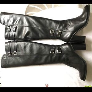 Adrienne Vittadini Black Leather Boots
